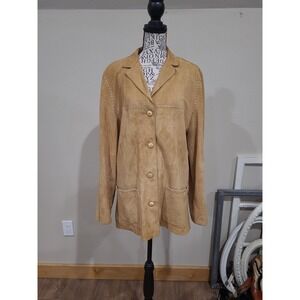LA MATTA Women SZ 46 US 10 tan suade leather Vtg. Jacket Western‎ Cowgirl Boho